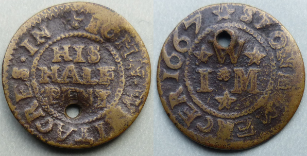 Stone, John Whittacres 1664 halfpenny